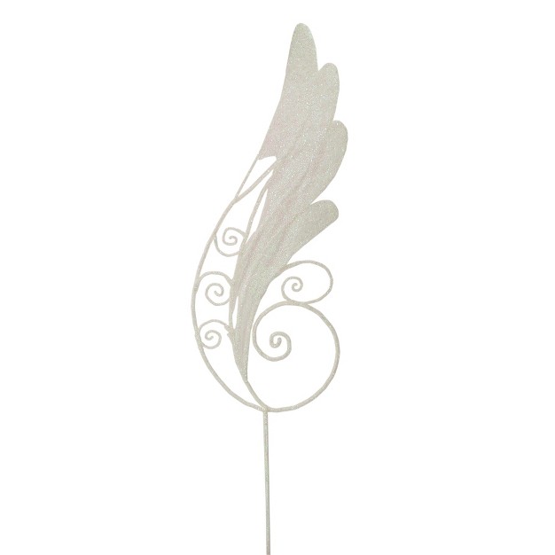 White Glittered Angel Wing Craft Pick