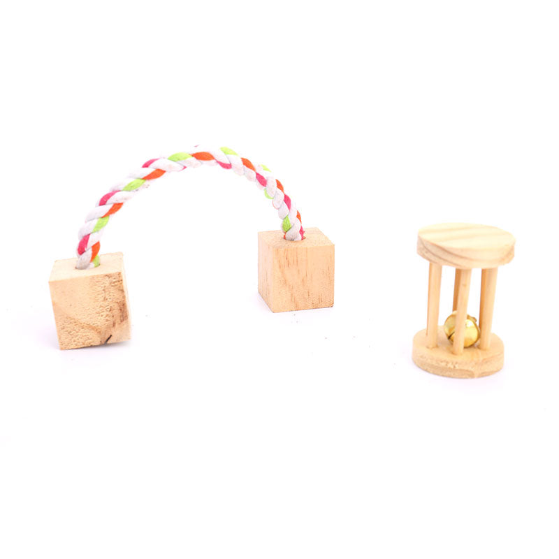 JETTINGBUY 1PC Cute Wooden Roller Chew Toys for Guinea Pigs Rat Small Pet Molars Supplies