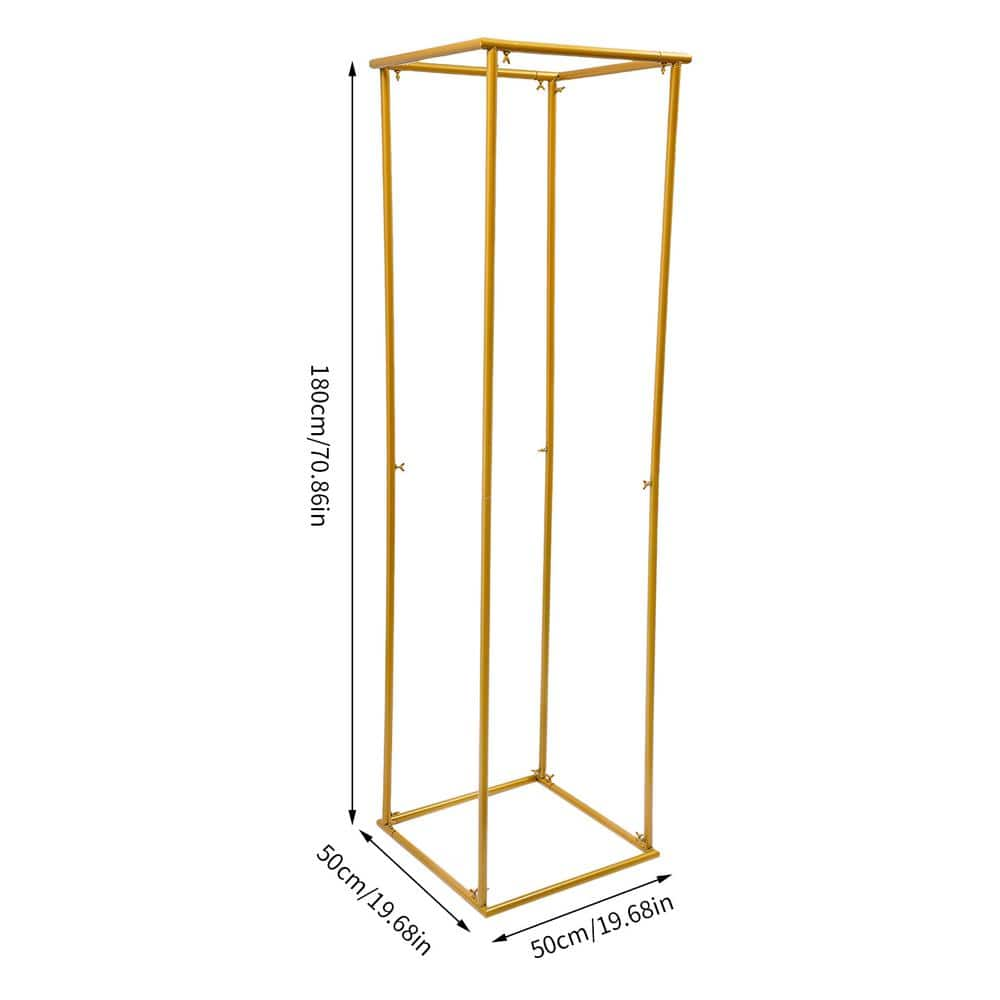 YIYIBYUS 70.86 in. Tall IndoorOutdoor Gold Metal Column Flower Plant Stand (1-Tiered) OT-ZJGJ-5173