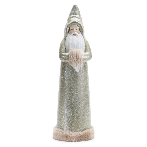 Glittered Sage Santa Statue (Set of 2)