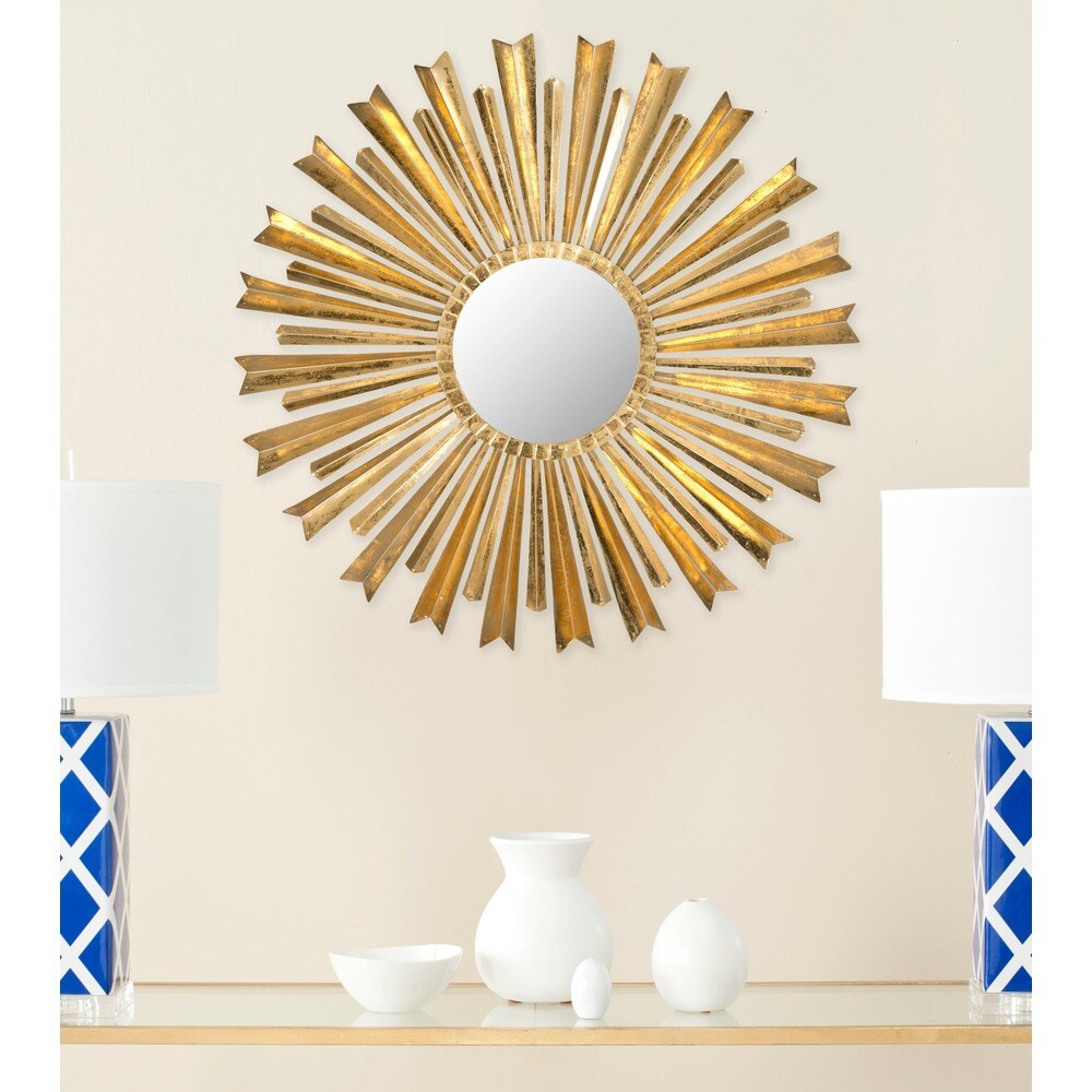 SAFAVIEH Golden Arrows Antique Gold Sunburst 33 inch Decorative Mirror   33\