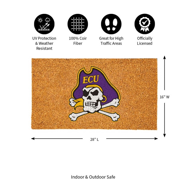 Evergreenncaaeast Carolina Pirates Logo Natural Coir 28 X 16 Inches Indoor Outdoor Doormat