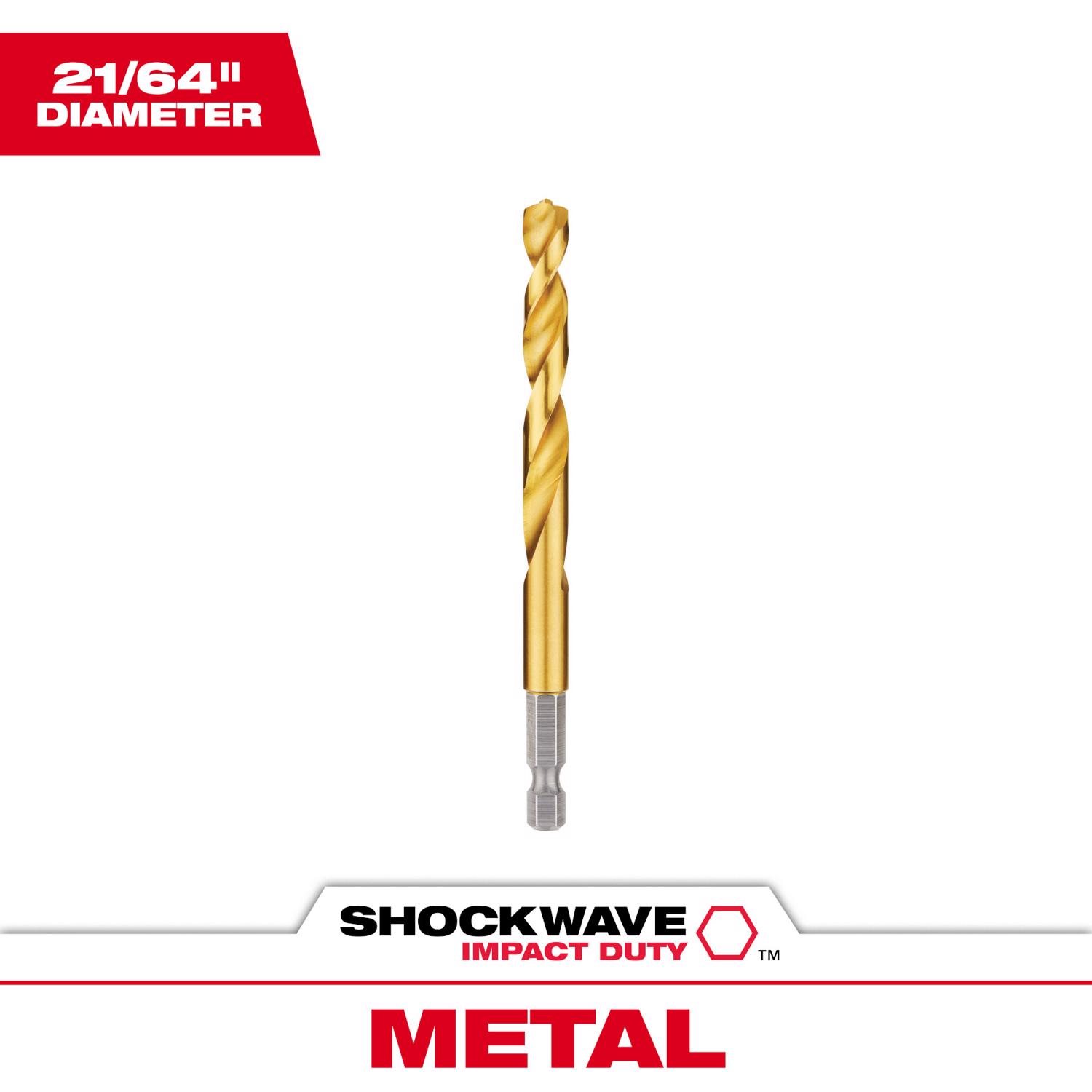 MW Shockwave 21/64 in. X 4.49 in. L Titanium Red Helix Drill Bit 1 pc