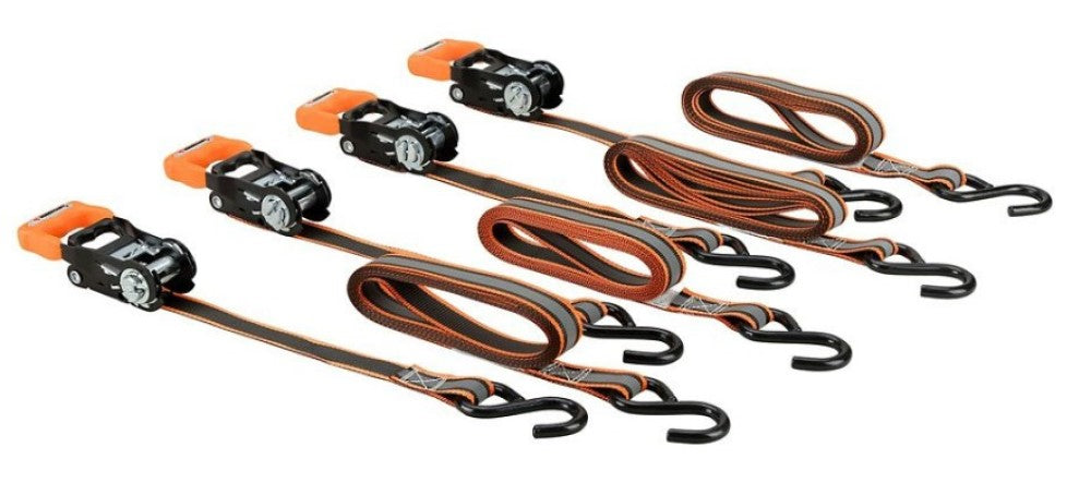 JobSmart FH95354 1 in. x 12 ft. Reflective Ratchet Tie-Downs 4-Pack