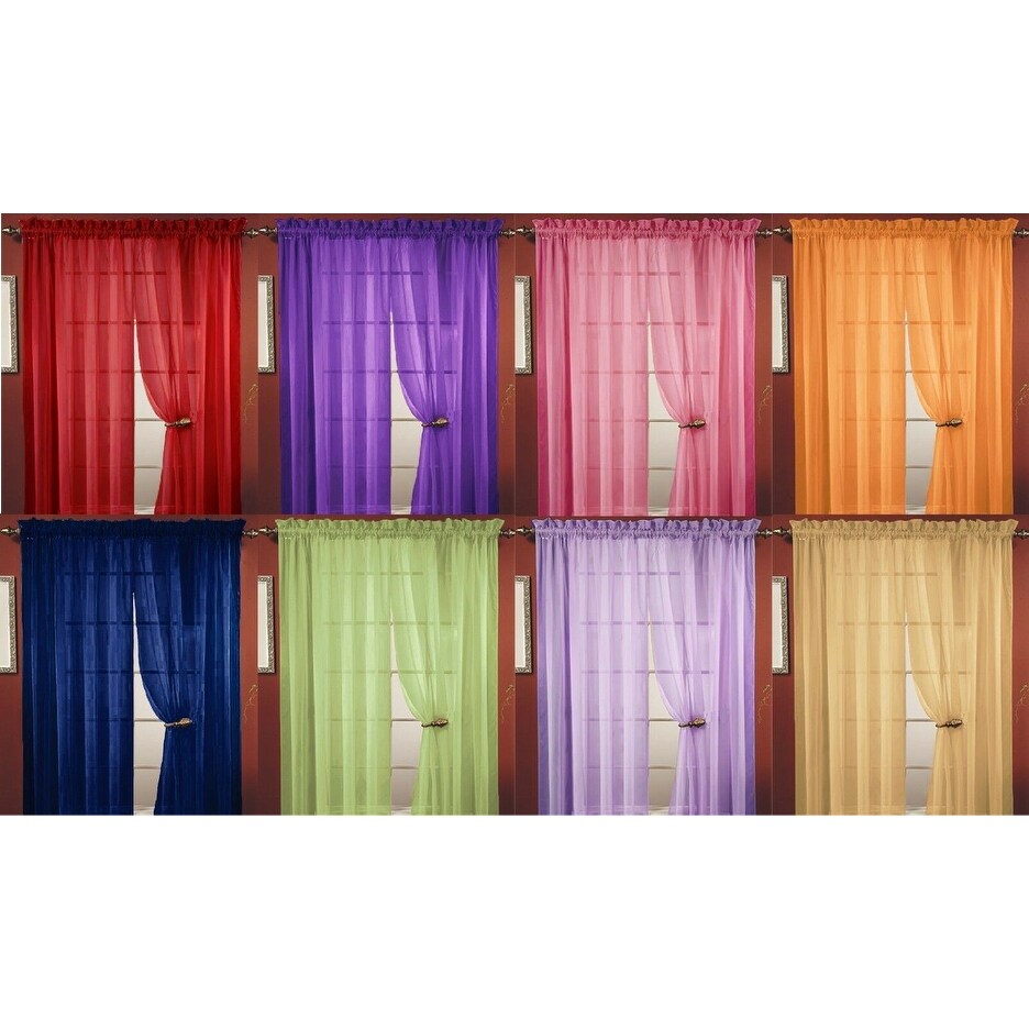 Lisa Solid Sheer Rod Pocket Single Curtain Panel  Window Treatment Light Filtering 55\