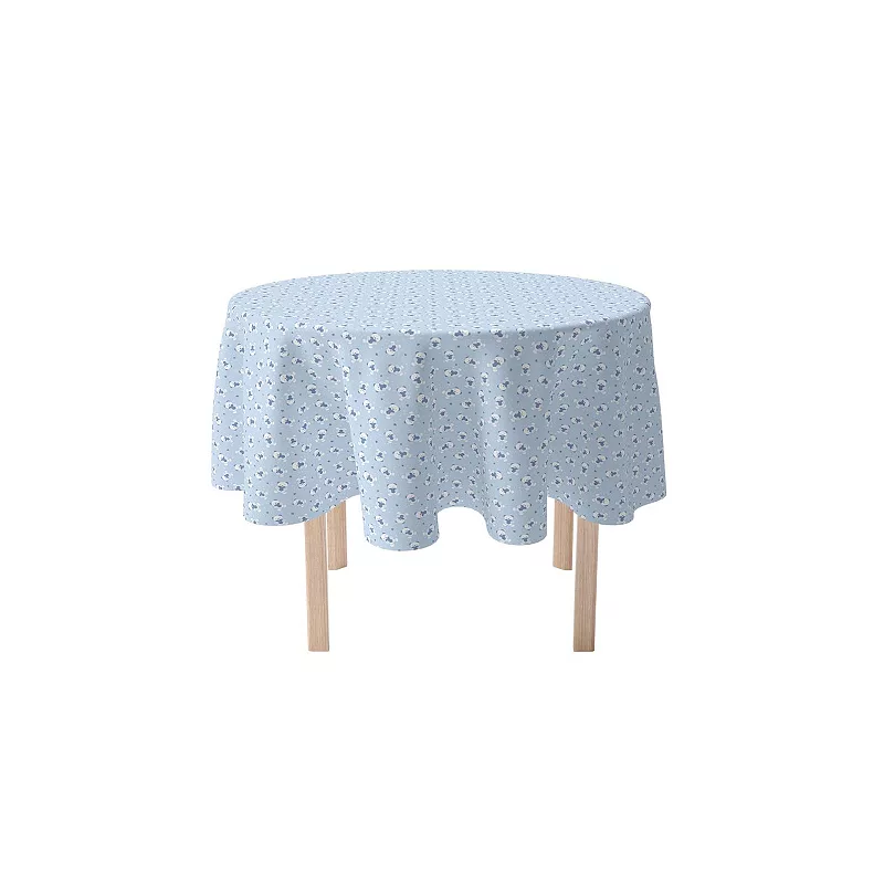 Round Tablecloth， 100% Polyester， 60 Round， Blue Teddy Bears