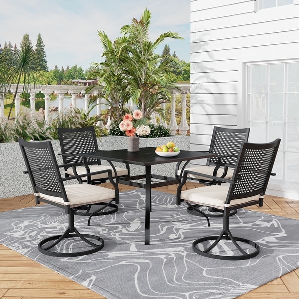 5 Pieces Patio Dining Set with Swivel Chairs