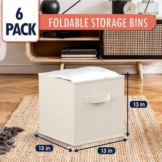 Ornavo Home 13 x 13 x 13 Beige Cube Storage Bin 6 Pack 6PK-BIN-13-13-BEIGE