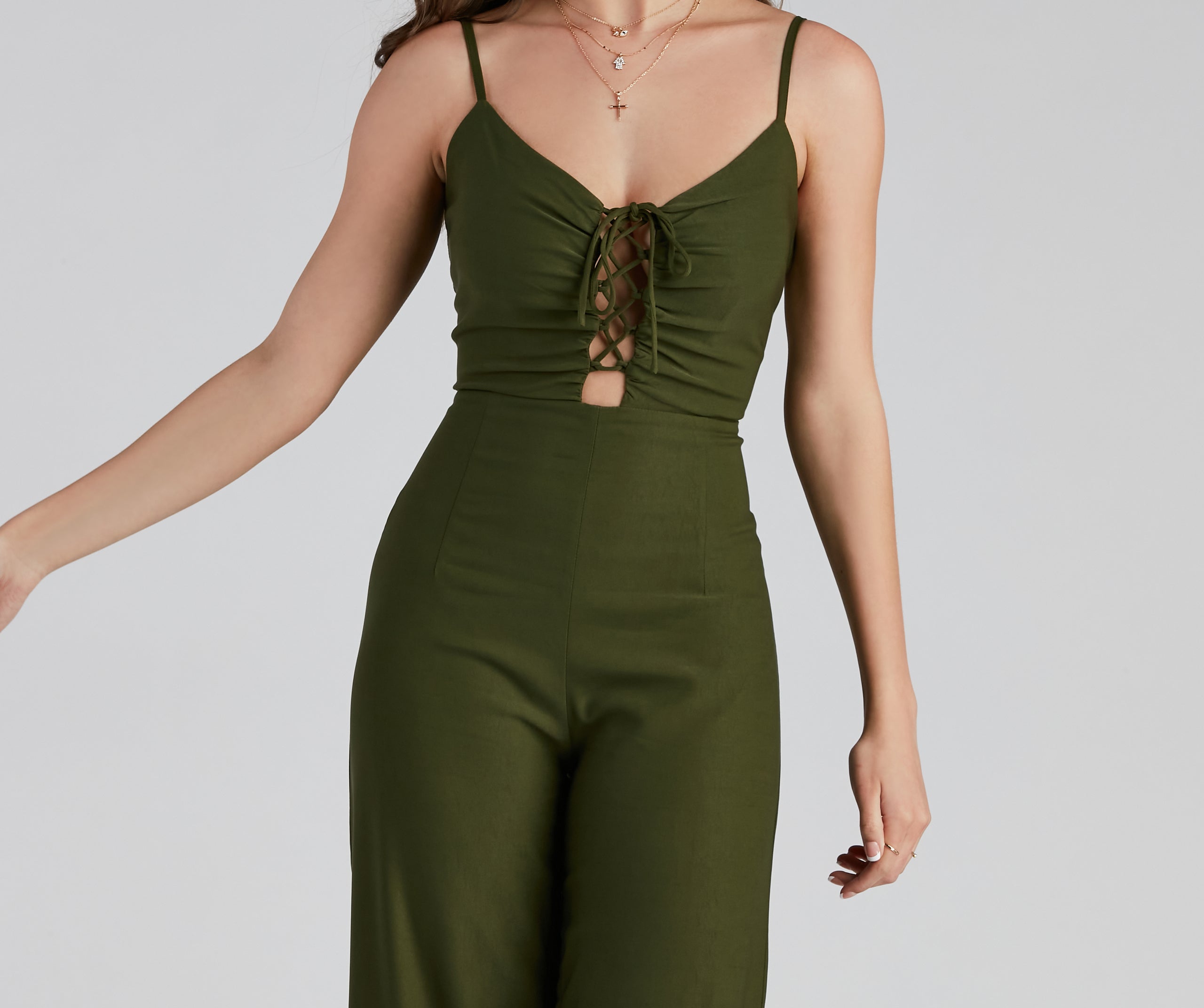 Climb The Ladder Lace Up Jumpsuit