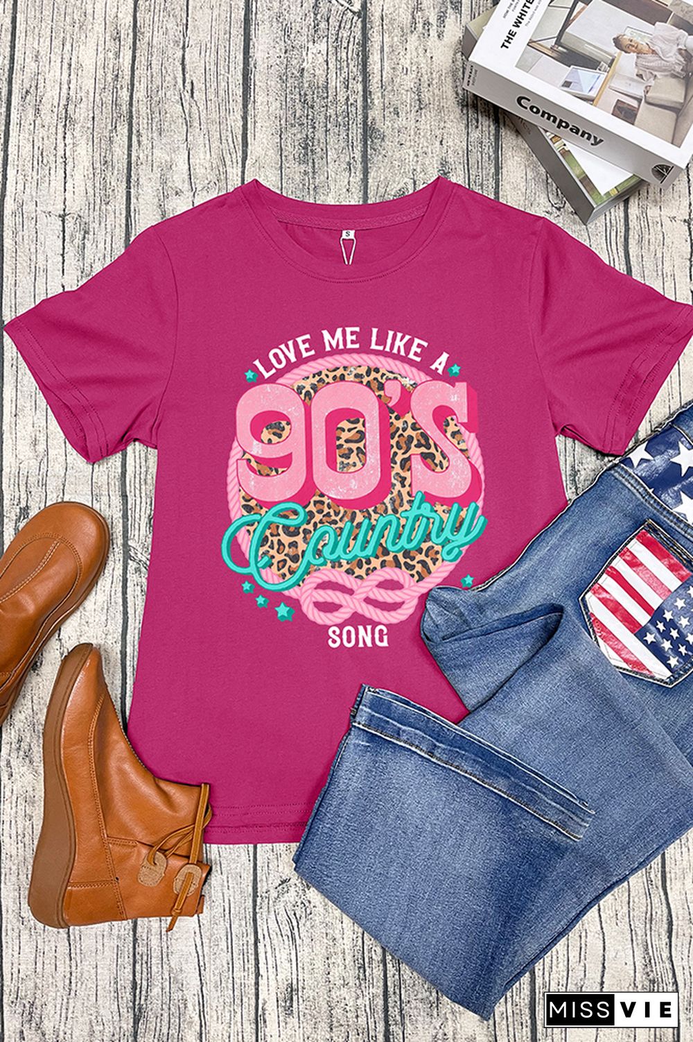 Love Me Like A 90's Country Song Short Sleeve Graphic Tee Wholesale