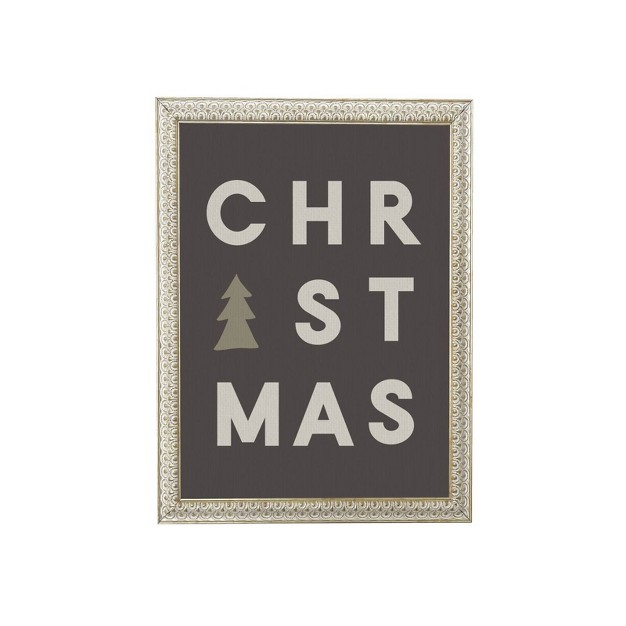 X 10 quot Christmas Tree With Letter White gold Frame Wall Canvas Petal Lane