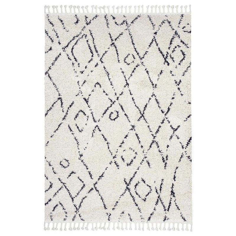 nuLOOM Nieves Moroccan Diamond Tassel Rug