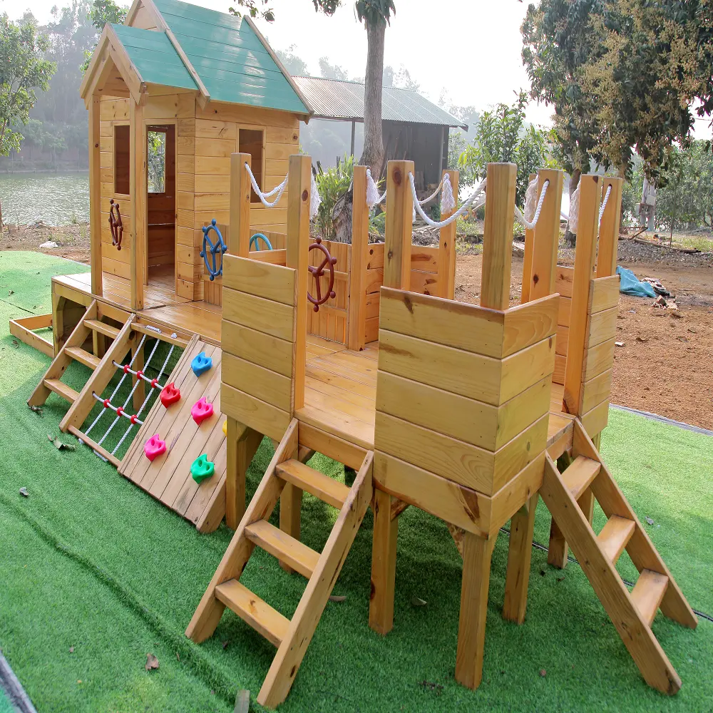 Outdoor Modern Children Easily Assembly Wooden Kids Playhouse Cubby House