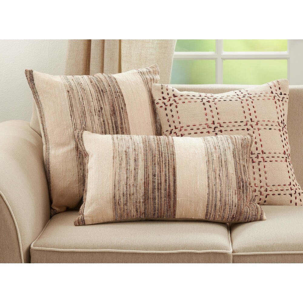 Banded Design Cotton Throw Pillow