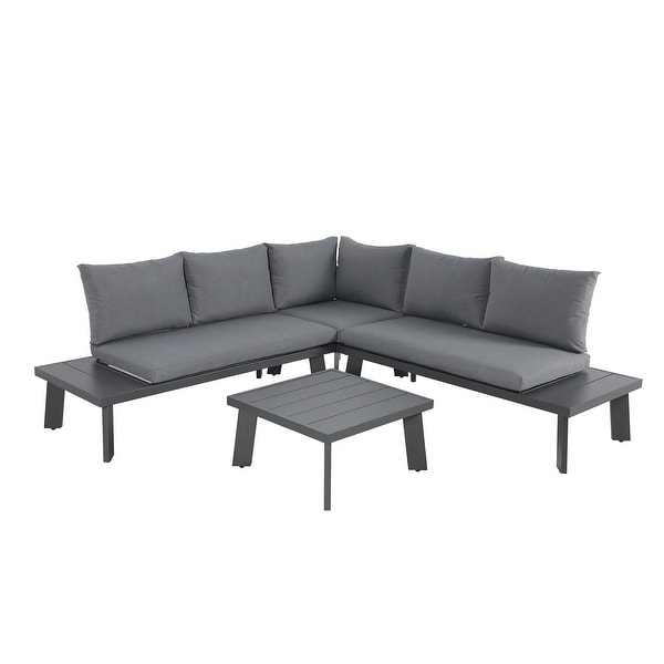 Outdoor Aluminum VShaped Sectional Seating Set with Side Table