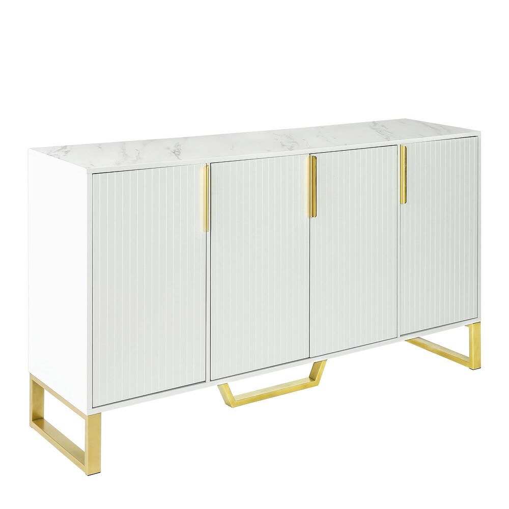 Modern sideboard with Four Doors  Metal handles   Legs and Adjustable Shelves Kitchen Cabinet