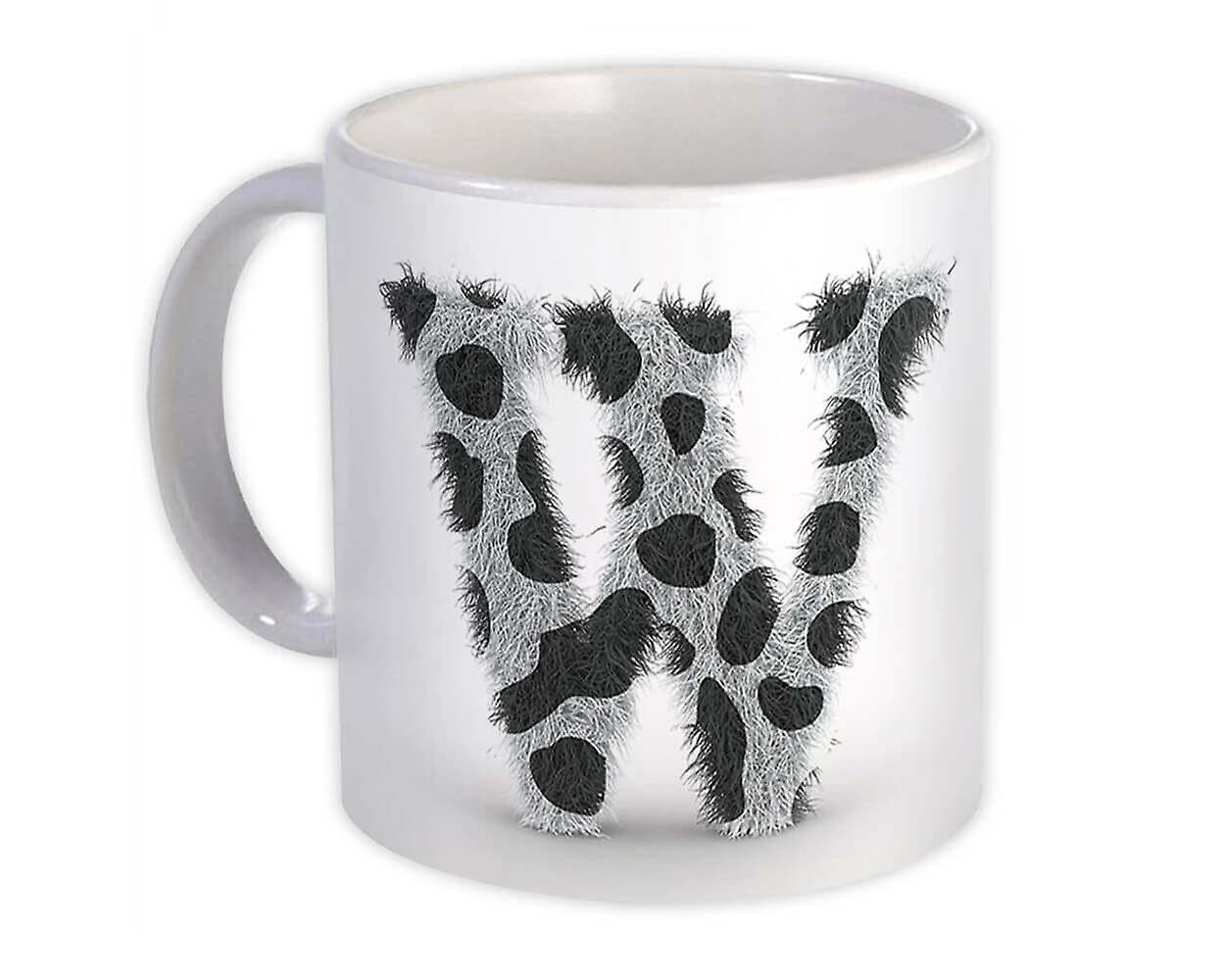 Gift Mug: Letter W Animal Print Initials