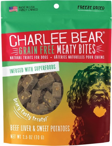 Charlee Bear Meaty Bites Beef Liver and Sweet Potatoes Grain-Free Freeze-Dried Dog Treats