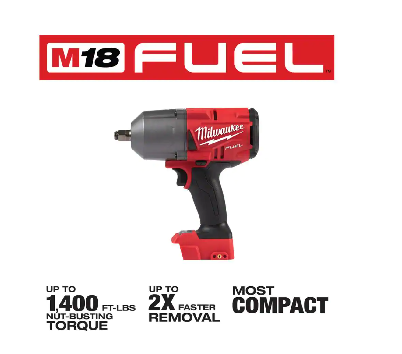 Milwaukee 2767-20-49-16-2767 M18 FUEL 18V Lithium-Ion Brushless Cordless 1/2 in. Impact Wrench with Friction Ring With Protective Boot