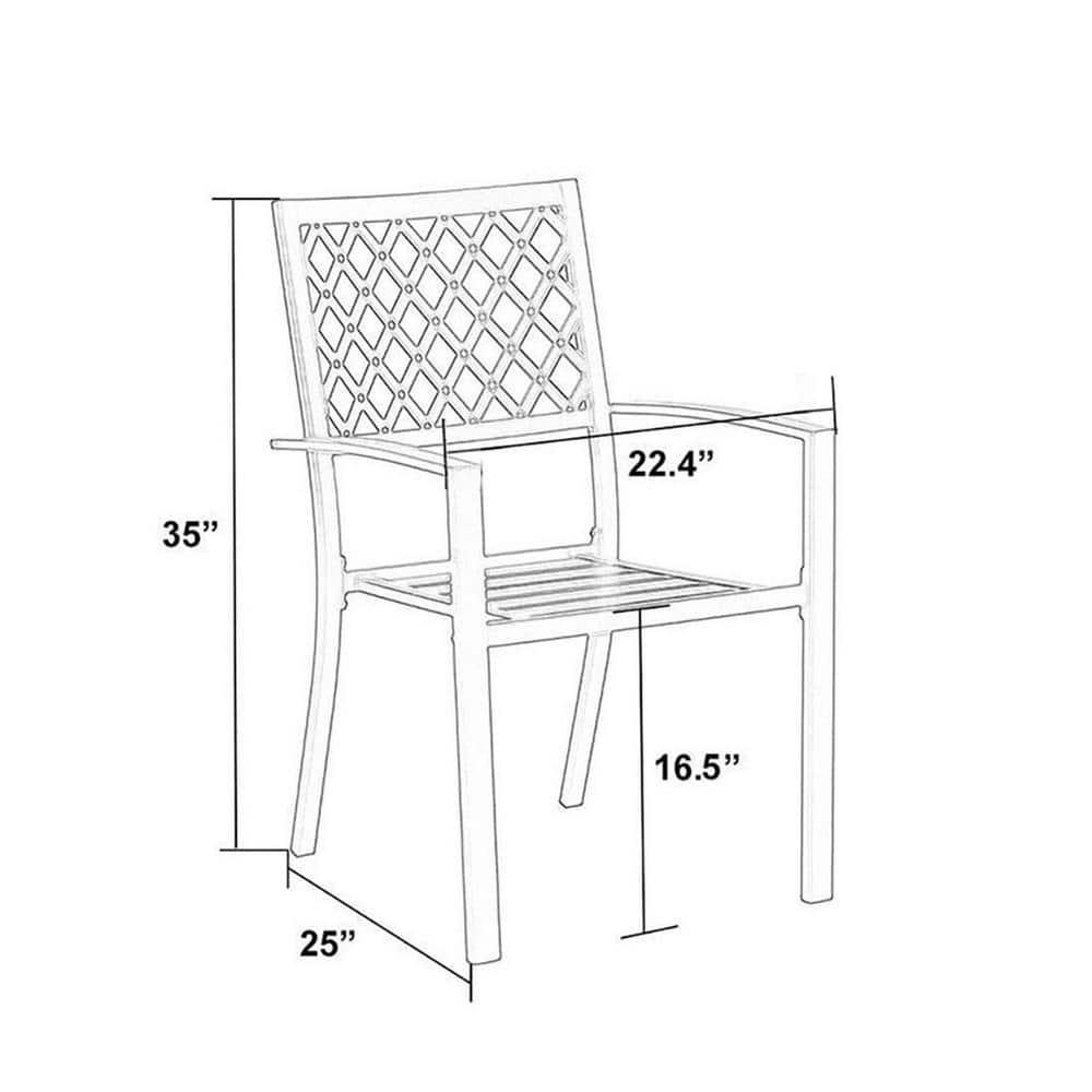 PHI VILLA Black Stackable Elegant Metal Patio Outdoor Dining Chair