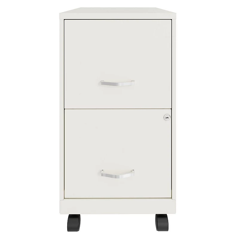 Space Solutions 18 Inch Wide 2 Drawer Mobile Cabinet for Office， Pearl White