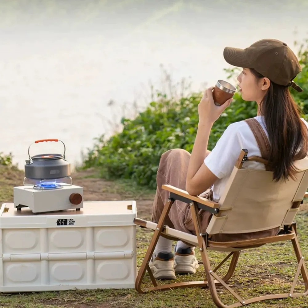 Outdoor camping cooker set backpack camping pot flat bottom kettle set suitable for 4 7 people