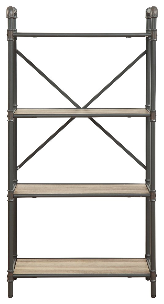 ACME Iyla Bookshelf  Sandy Gray and Oak   Industrial   Bookcases   by Acme Furniture  Houzz