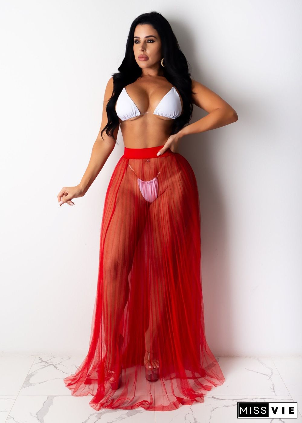 See Through Mesh Cover Up Skirt