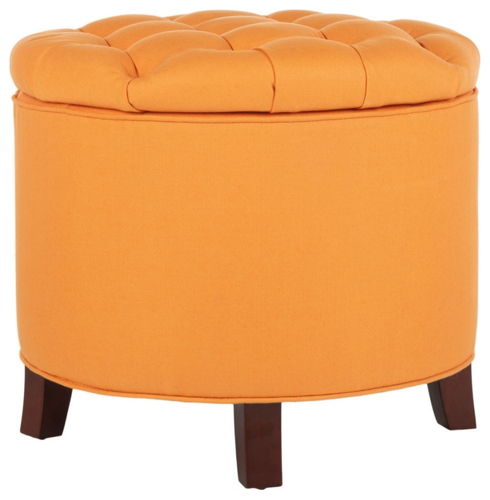 Emma Tufted Storage Ottoman  Tangerine/Cherry Mahogany   Contemporary   Footstools And Ottomans   by Rustic Home Furniture Deco  Houzz