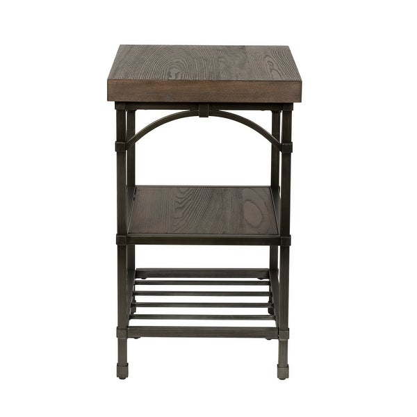 Franklin Rustic Brown Metal Tube Base Chair Side Table