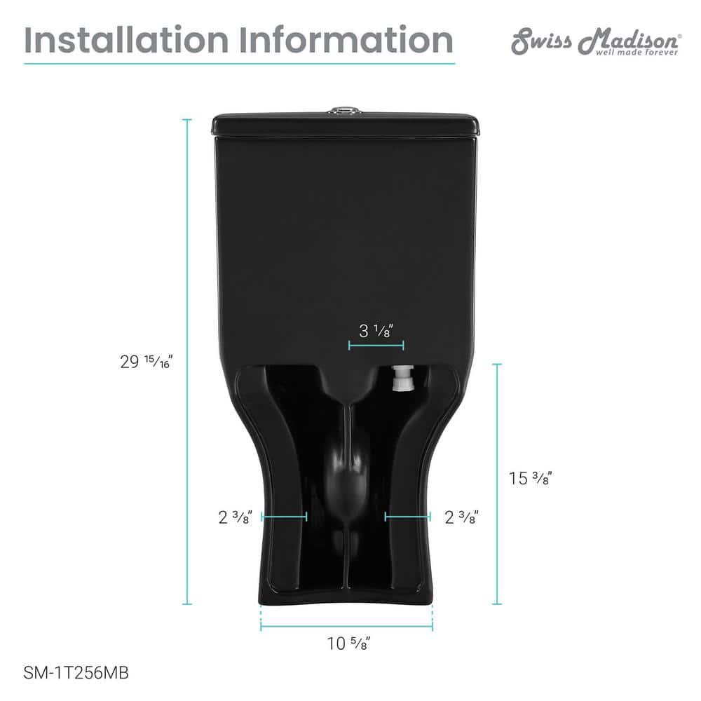 Swiss Madison Carre 1Piece 08128 GPF Dual Flush Square Toilet in Matte Black Seat Included