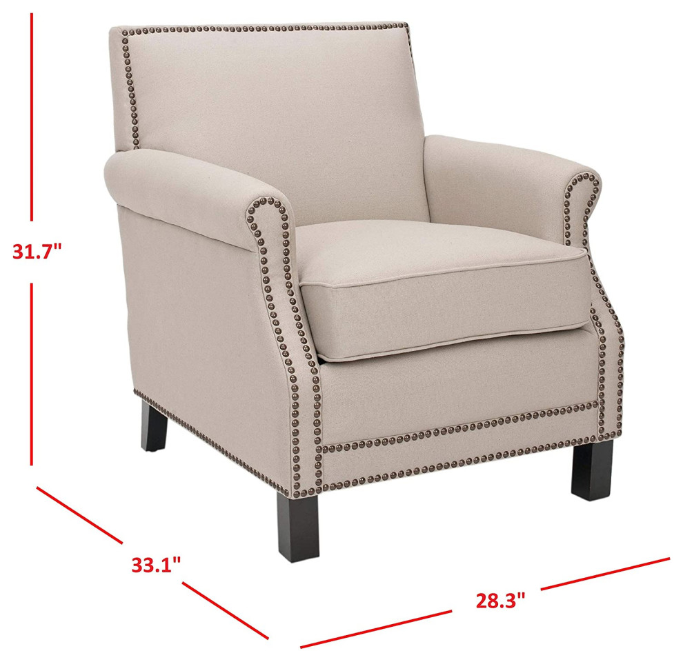 Modern Accent Chair  Cushioned Seat With Rolled Arms  ampNailhead Trim   Midcentury   Dining Chairs   by Declusia  Houzz