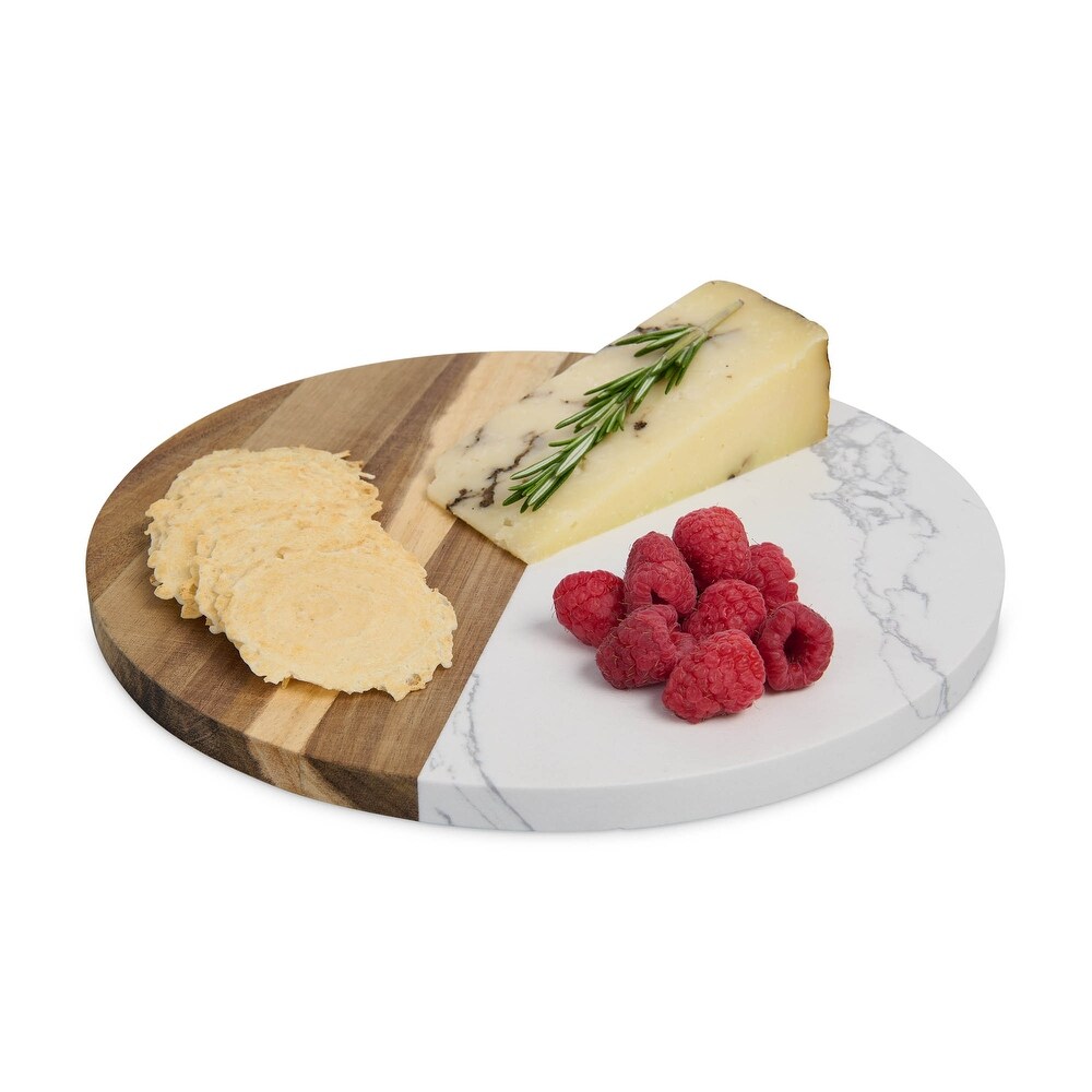 Maison du Fromage Charcuterie Cheese Board  Cultured Marble and Wood  Round