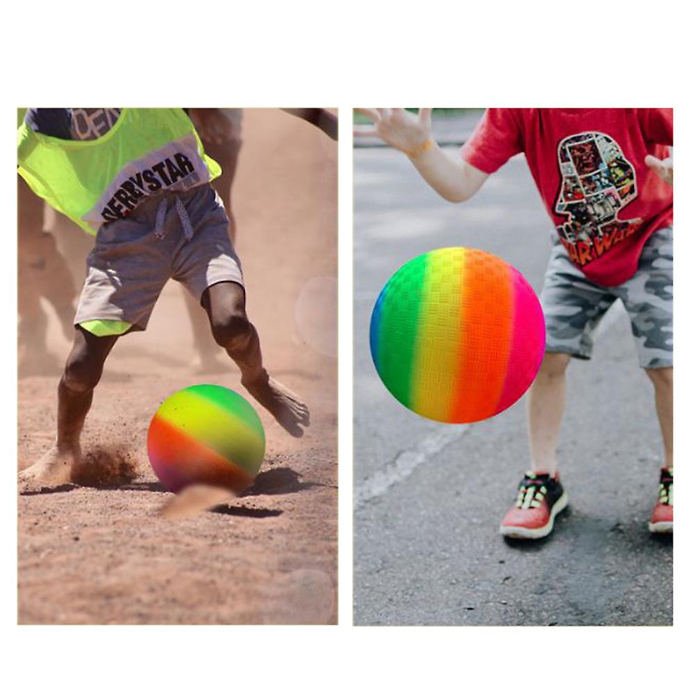 Pvc Bouncy Kickball Rainbow Ball Beach Ball Childrens Play Ball For Park And Beach Outdoor Fun 9 Inches Rainbow Football