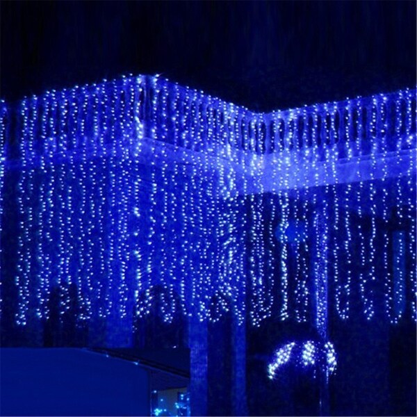 AGPtEK 3Mx3M 300 LED Starry Fairy Curtains Light with Power Controller Indoor/Outdoor Waterproof Blue