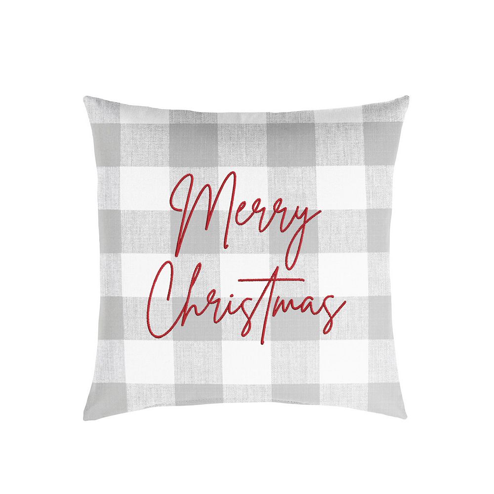 18 Gray Plaid and Red Single Embroidered Decorative Merry Christmas Square Lumbar Pillow