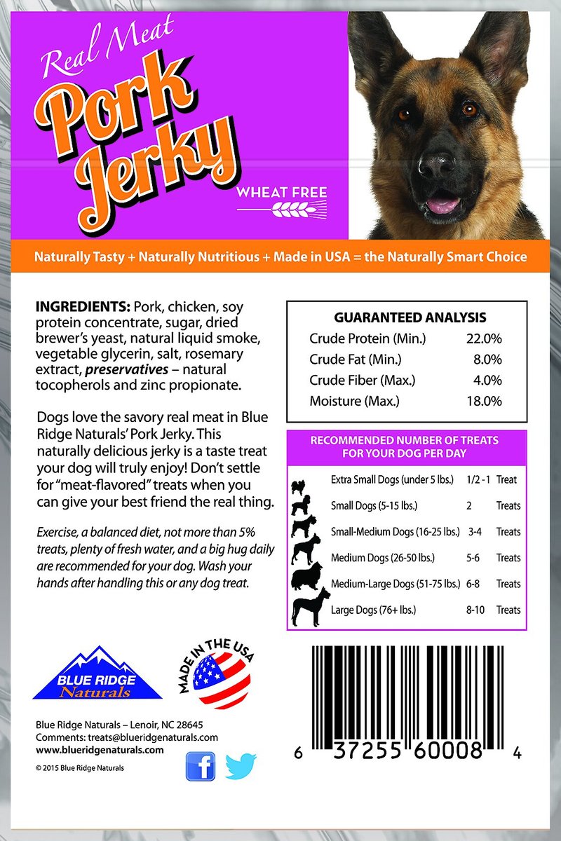 Blue Ridge Naturals Pork Jerky Dog Treats