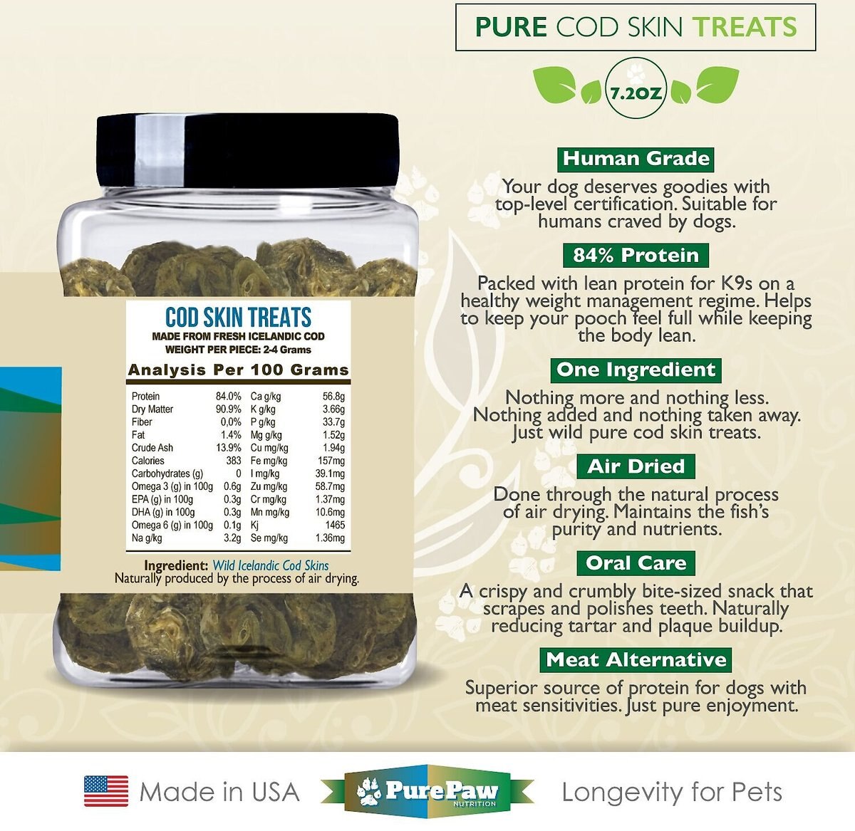 Best Paw Nutrition Wild Pure Cod Skin Dog Treats