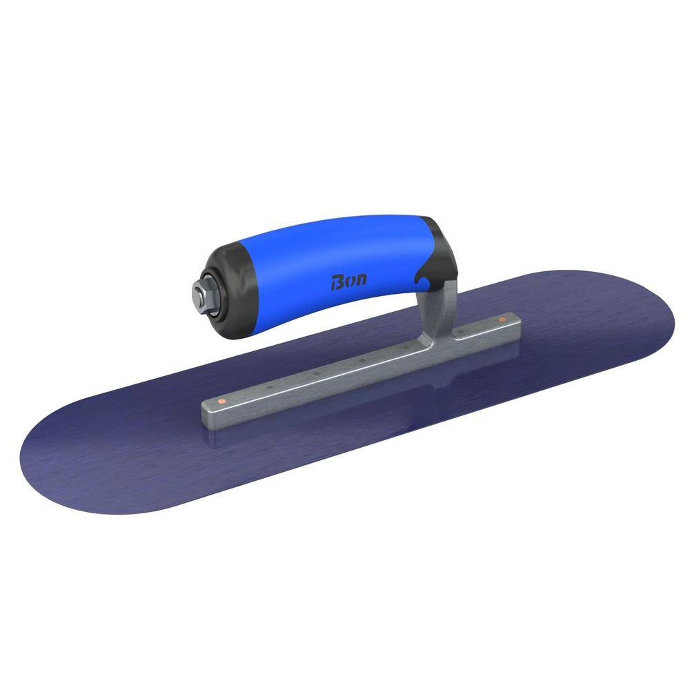 Bon Tool 16 in. x 4 in. Blue Steel Round End Pool Trowel with Comfort Wave Handle and Short Shank 67-166