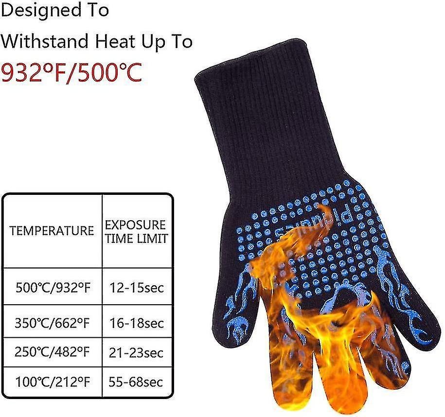 Bbq Tool 35cm 1472f Heat Resistant Non-slip Grill Glove With Elastic Cuff For Frying， Bbq， Cooking，