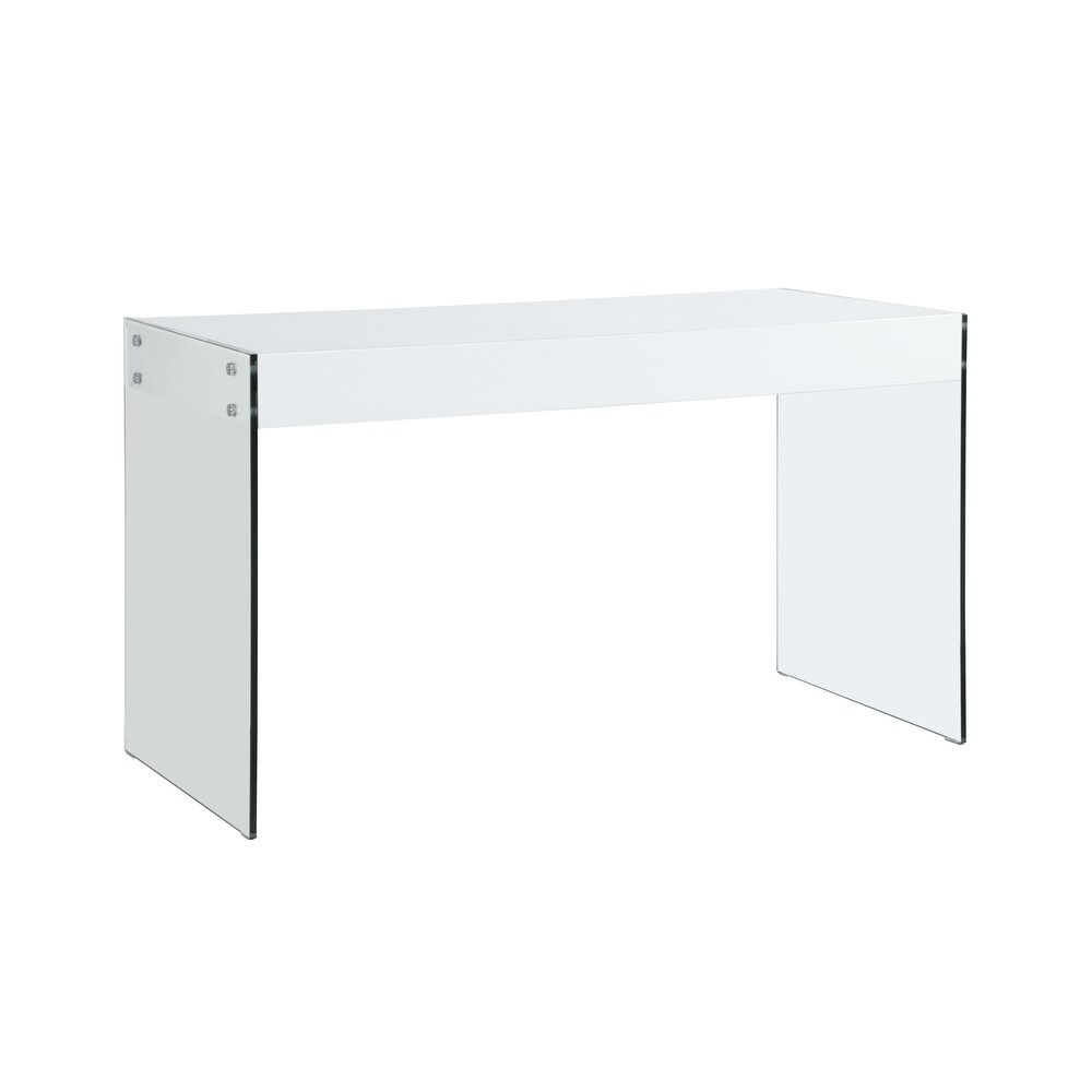 Somette Contemporary Gloss White   Glass Desk