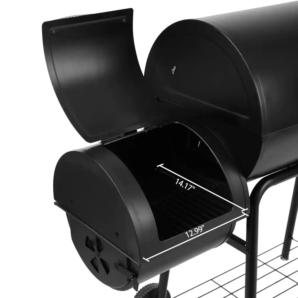 Royal Gourmet CC1830RC 30 in. Smoker Black Barrel Charcoal Grill with Offset Smoker with Cover For Outdoor， Backyard Cooking