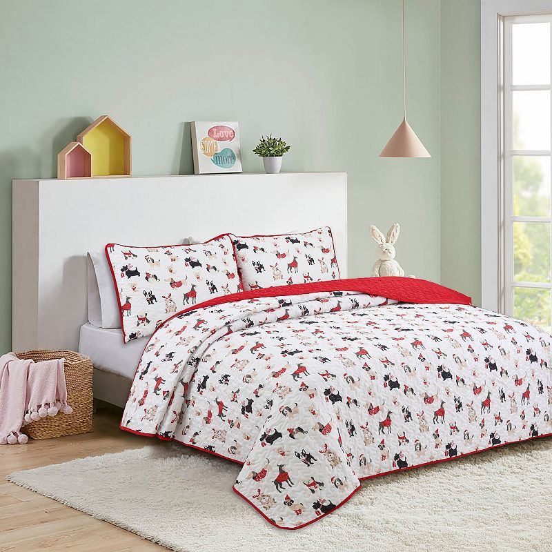 Winter Puppies Quilt Set with Shams