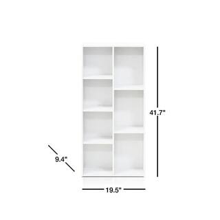 Furinno 41.7 in. White Faux Wood 7-shelf Standard Bookcase with Storage 11048WH