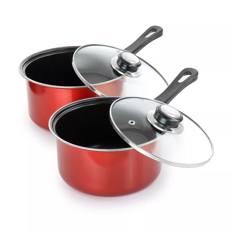 Gibson Everyday Cardinal 7 Piece Nonstick Steel Cookware Set in Red