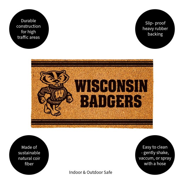 Evergreen University Of Wisconsin madison Logo Natural Coir 28 X 16 Inches Indoor Outdoor Doormat