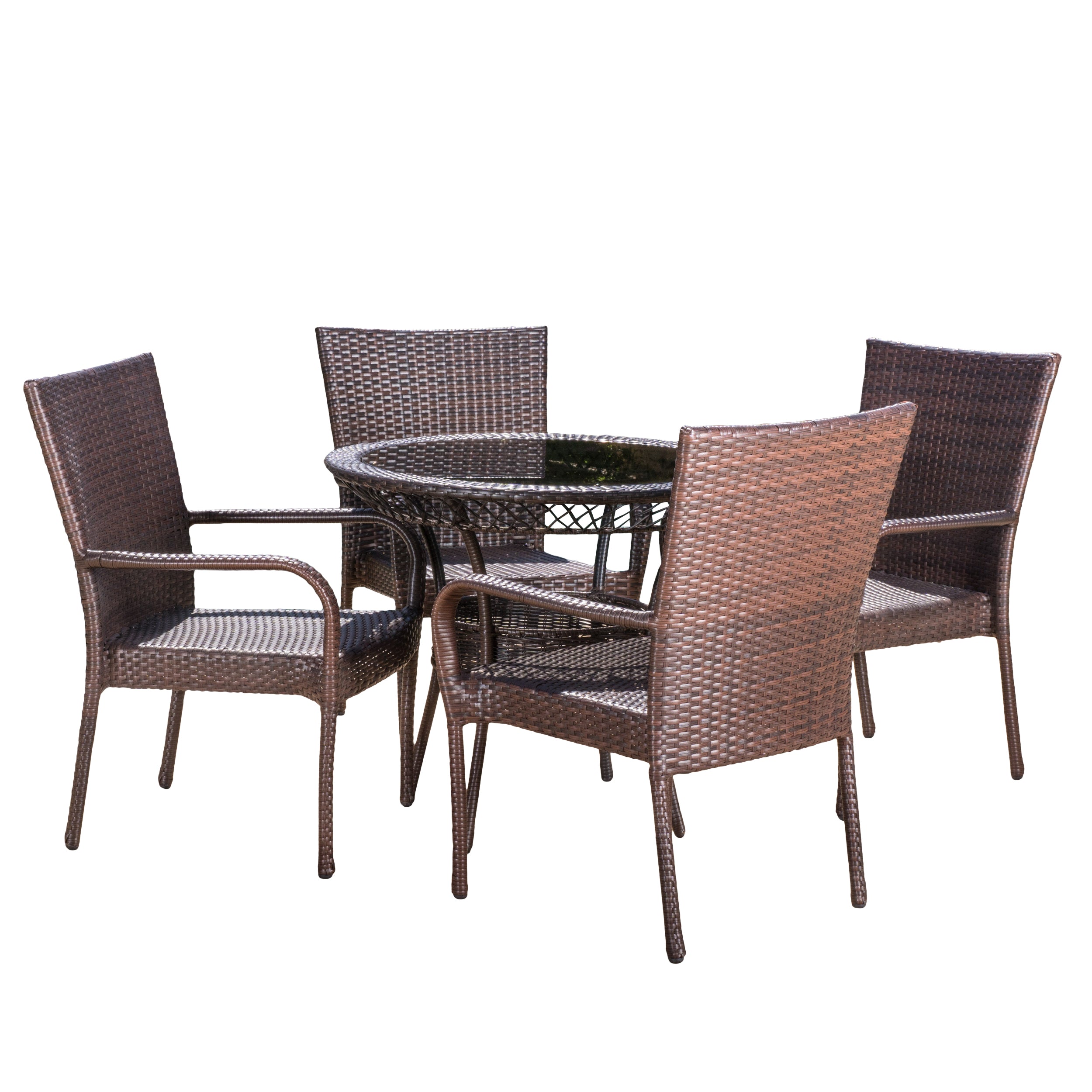 Ferndale Outdoor Multibrown Wicker  5pc Dining Set