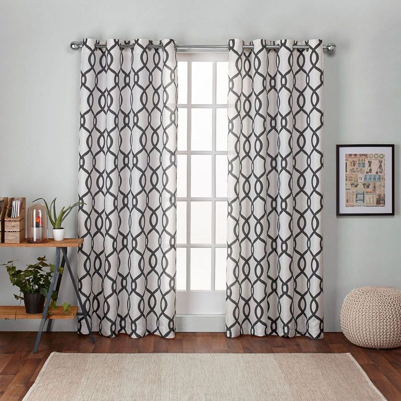 Exclusive Home Exclusive Home Kochi Light Filtering Linen Blend Grommet Top Curtain Panel Pair， 54x96， Burgundy