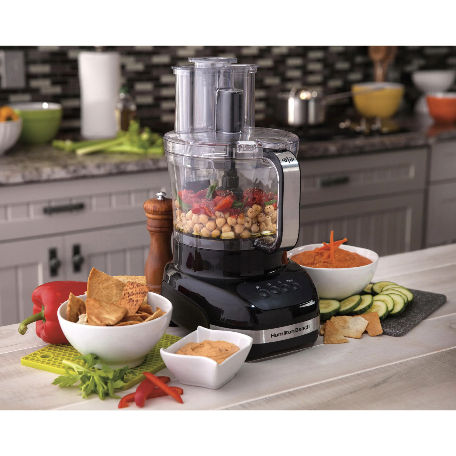 Hamilton Beach Big Mouth Duo Plus 12-Cup 2-Speed Black Food Processor with 4-Cup Bowl