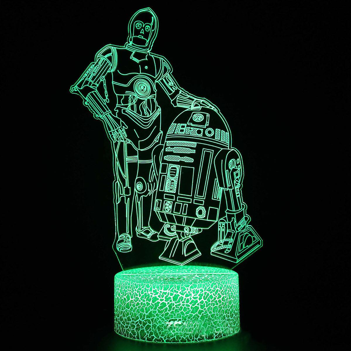 3po And R2d2 Illusion Lamp 3d Night Light With 16 Color Change Remote Control，room Dcor